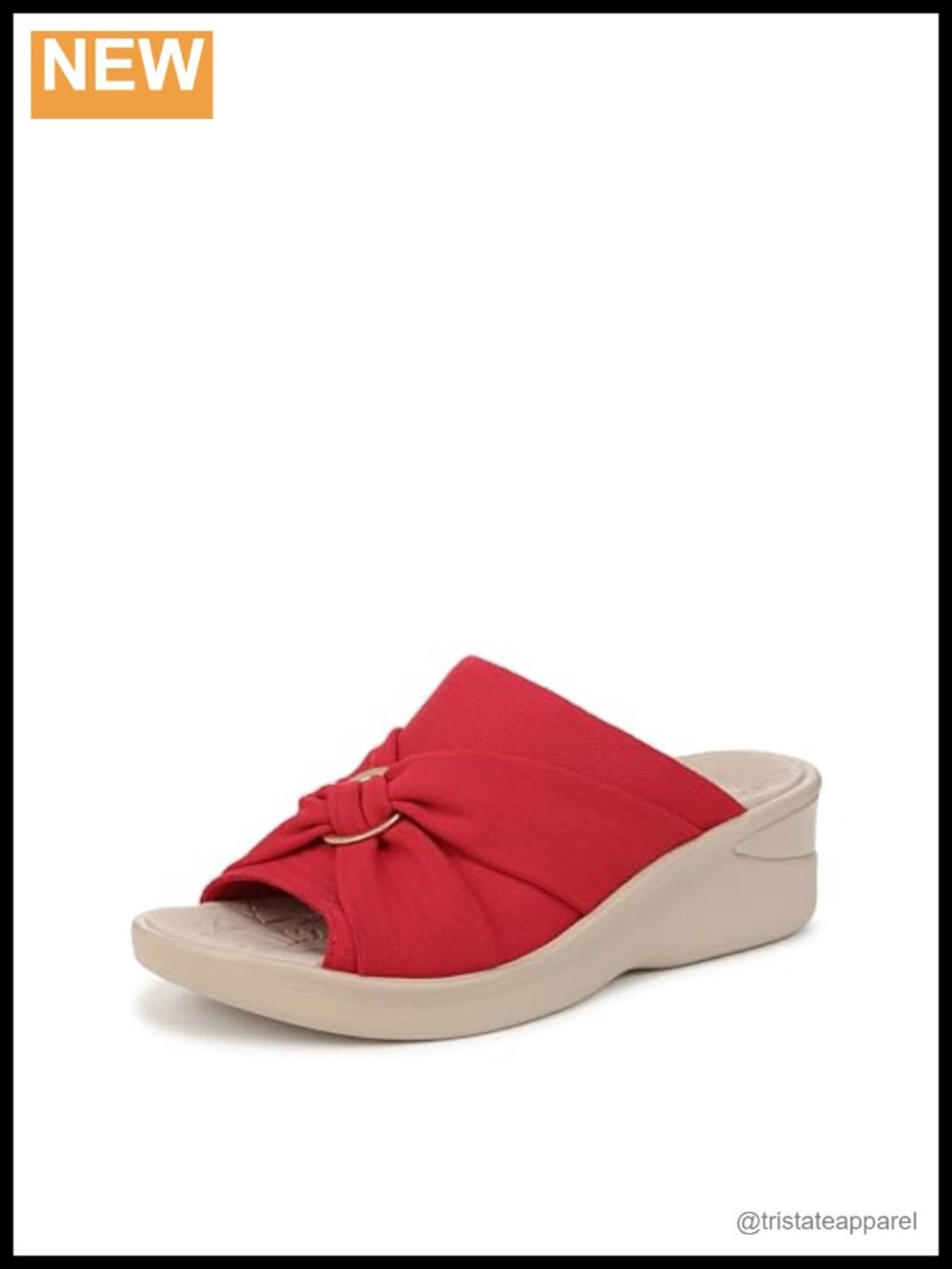 Women's Wedge Slide Sandal Slip On Stretch Fabric Round Toe